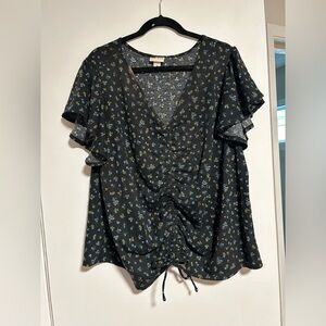 Ava & Viv Black Floral Blouse